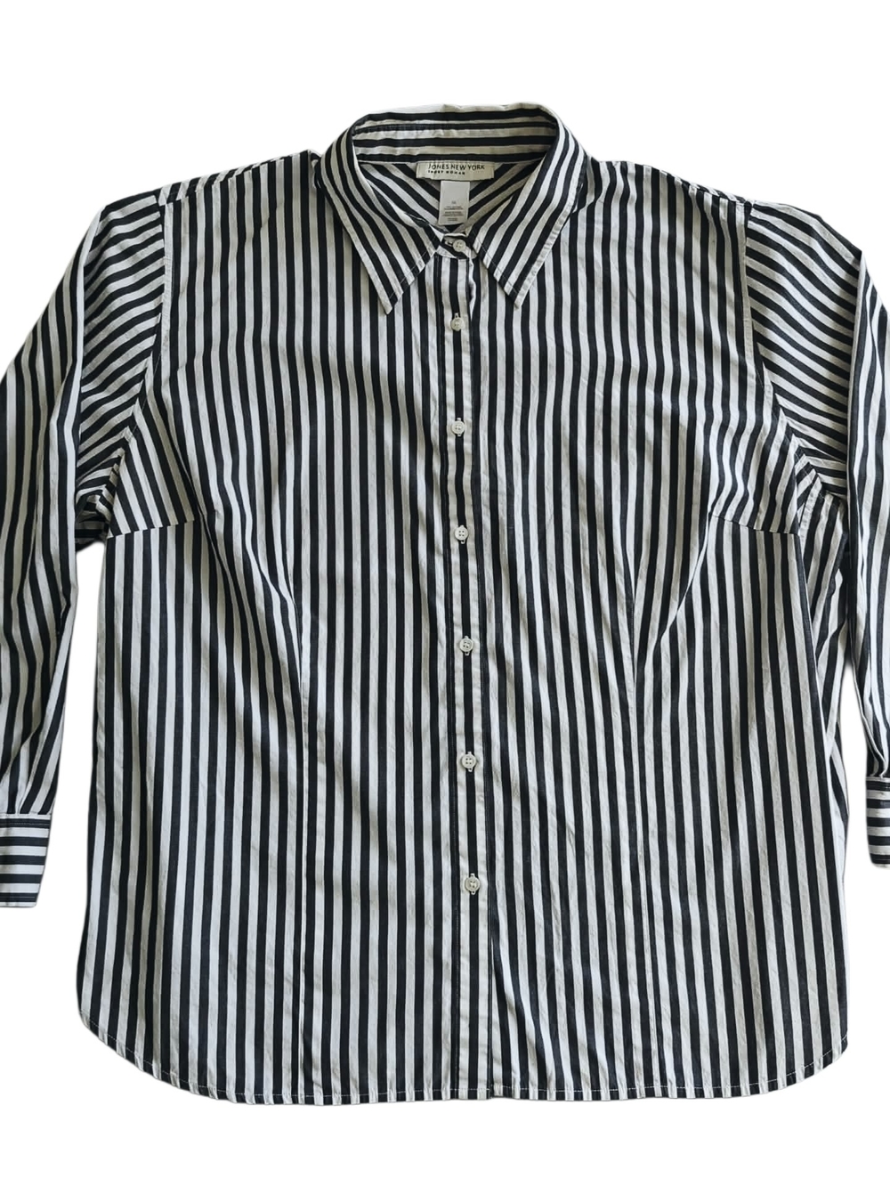 Vintage 90s Black & White Vertical Stripe Button-Down Shirt